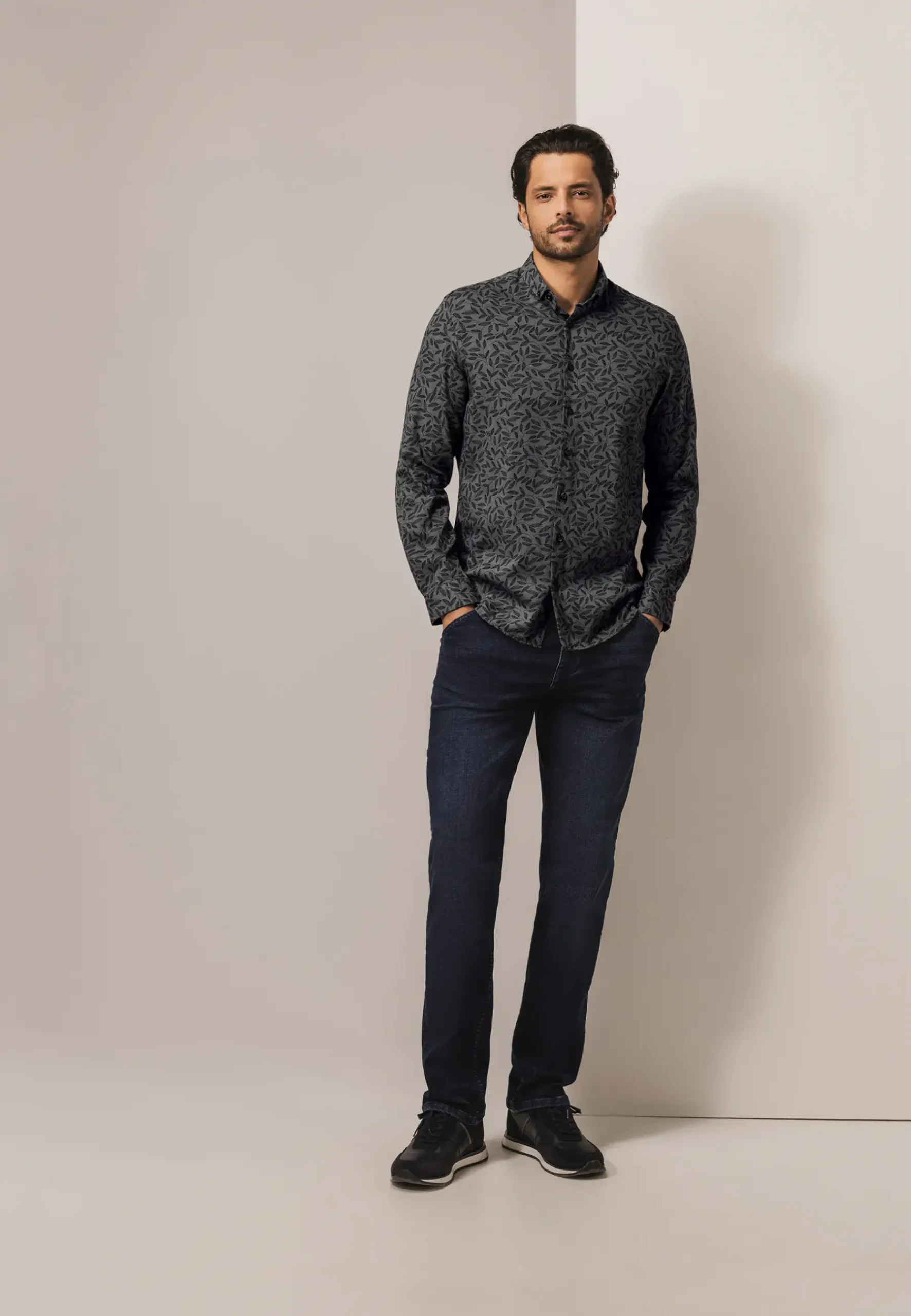 Sale Twill overhemd met botanische print Overhemden