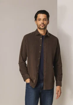 Velours overhemd van katoen Overhemden