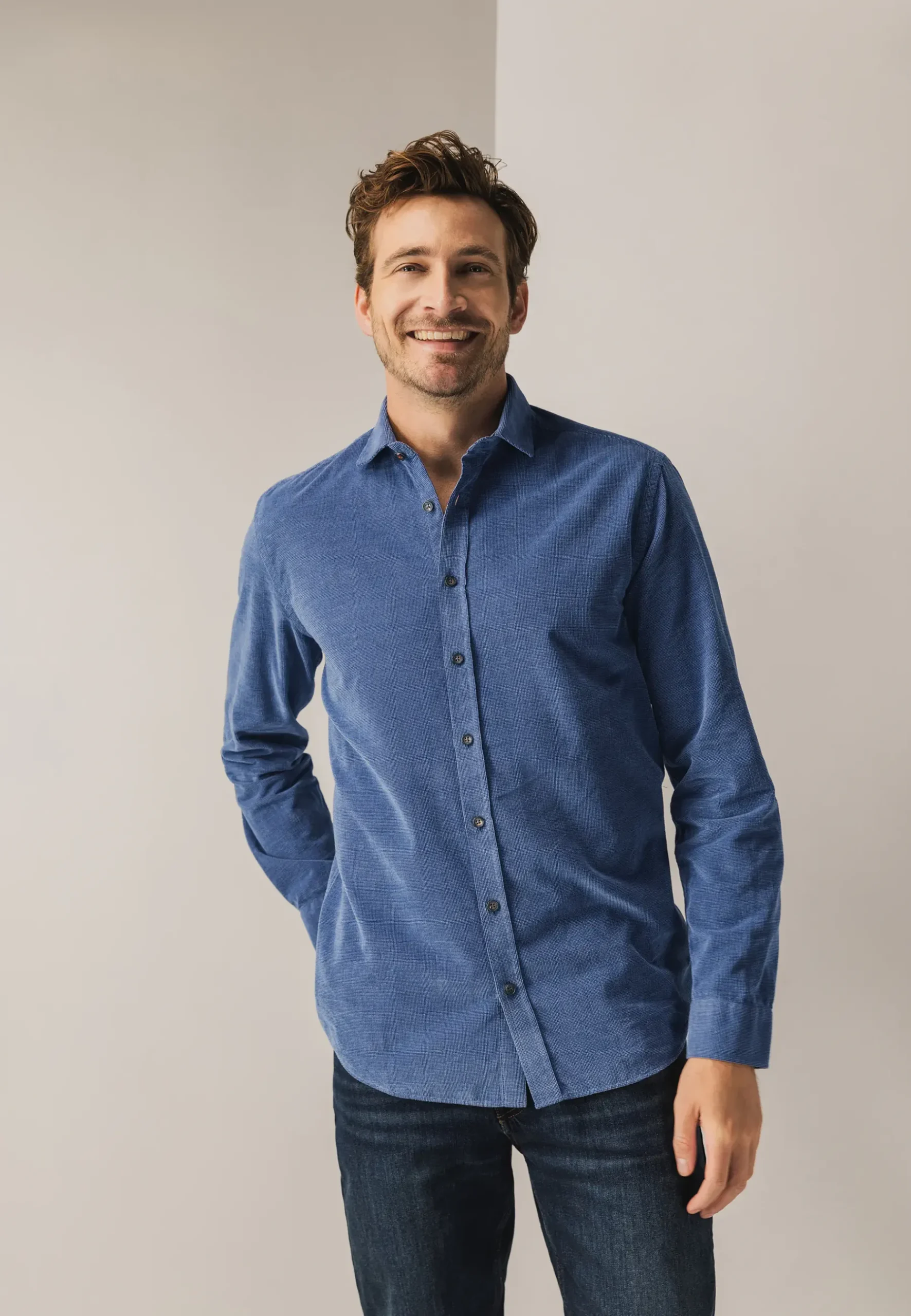 Hot Velours overhemd van katoen Overhemden